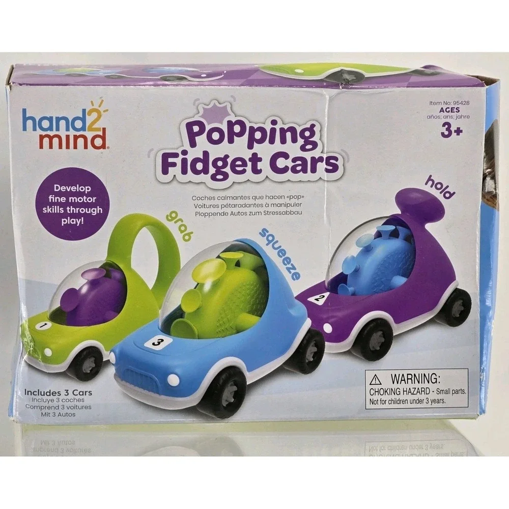 NEW hand2mind Popping Fidget Car 3 Cars Kids Toy Children's‎ Toy Sensory Toy